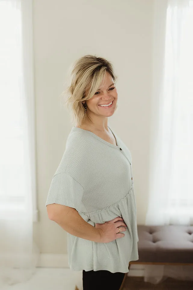 Waffle Peplum Henley