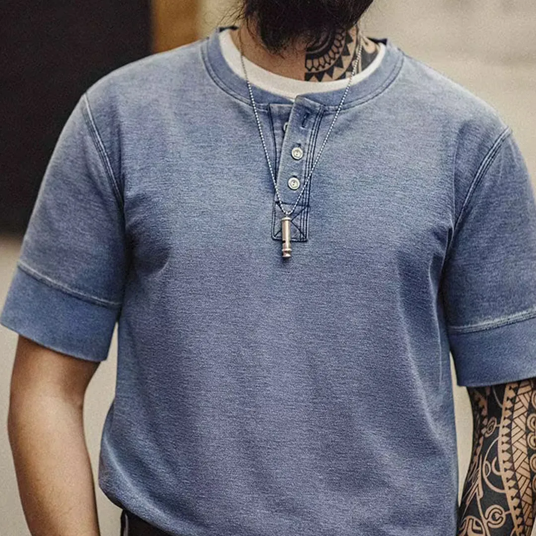 Washed Light Blue Henley