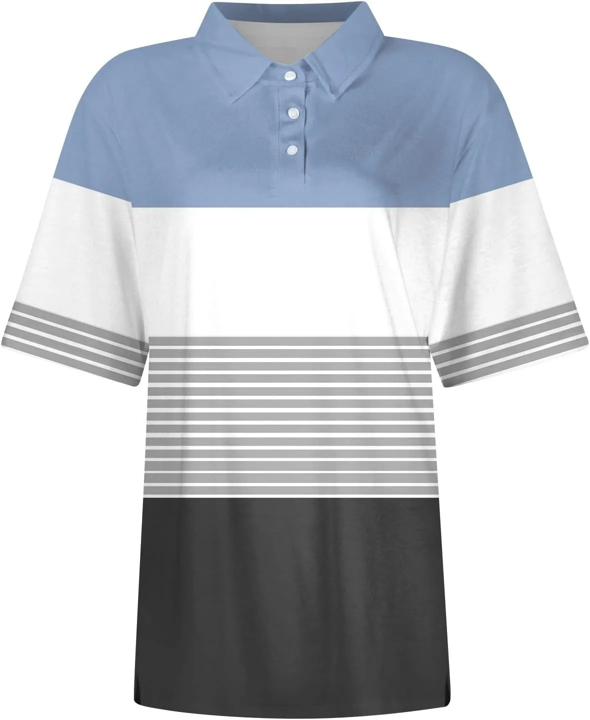 Women Polo Shirts for Work,Short Sleeve Summer Golf Tops Button Basic Striped Shirts Casual Collared Dressy Blouses