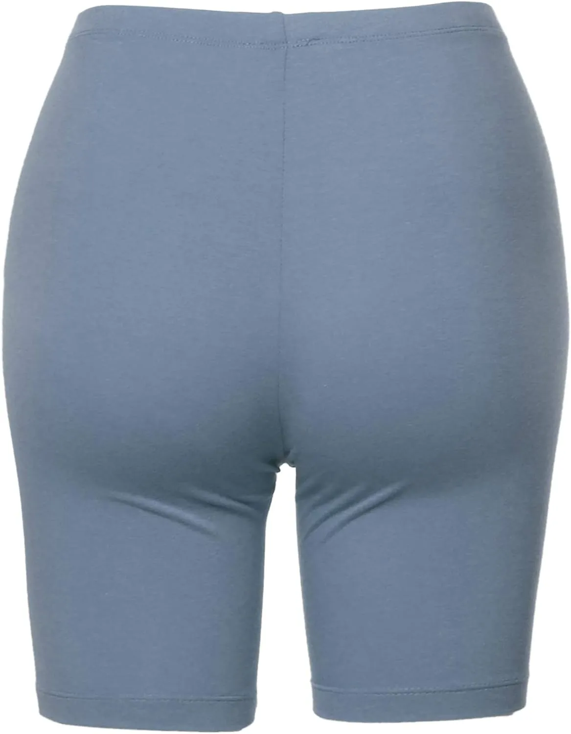 Women's Basic Solid Premium Cotton Mid Thigh High Rise Biker Bermuda Shorts