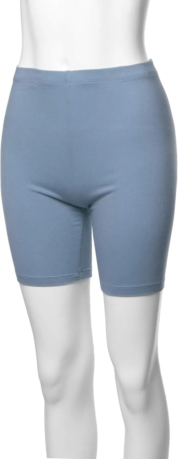 Women's Basic Solid Premium Cotton Mid Thigh High Rise Biker Bermuda Shorts