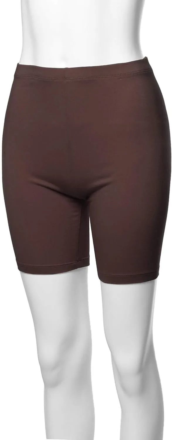 Women's Basic Solid Premium Cotton Mid Thigh High Rise Biker Bermuda Shorts