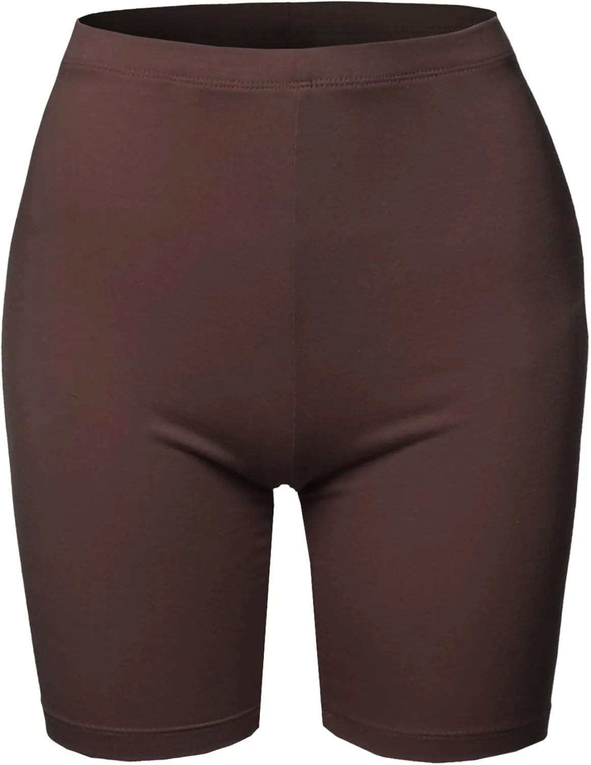 Women's Basic Solid Premium Cotton Mid Thigh High Rise Biker Bermuda Shorts