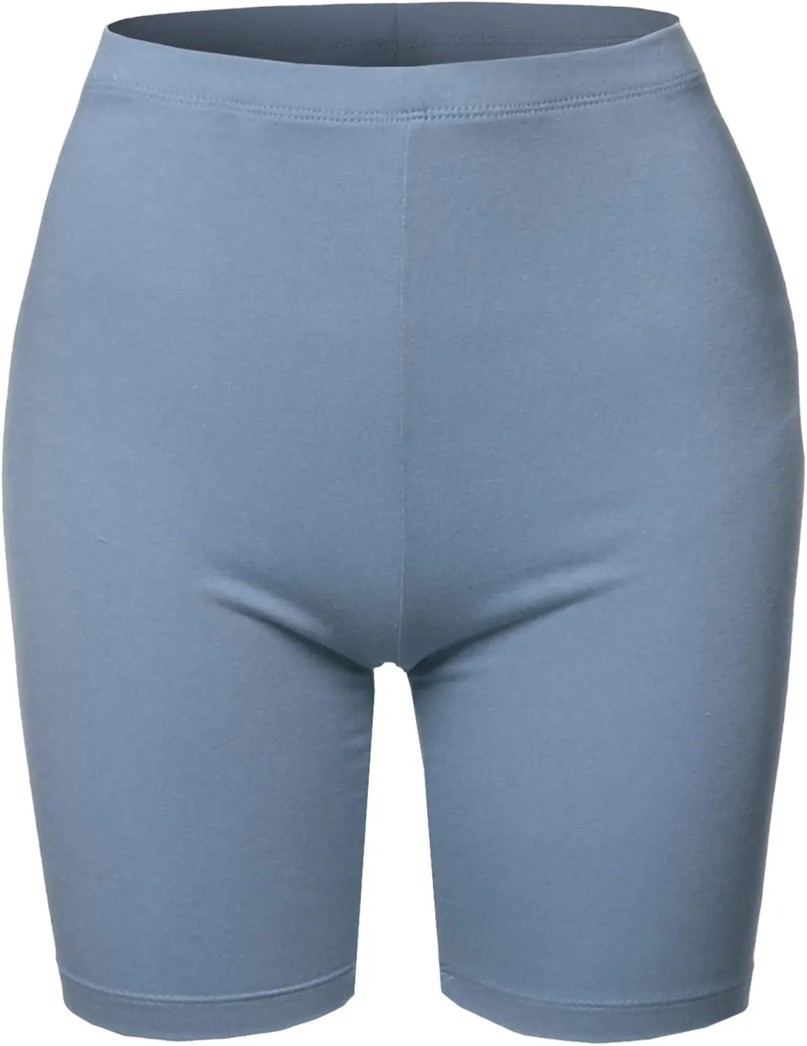 Women's Basic Solid Premium Cotton Mid Thigh High Rise Biker Bermuda Shorts