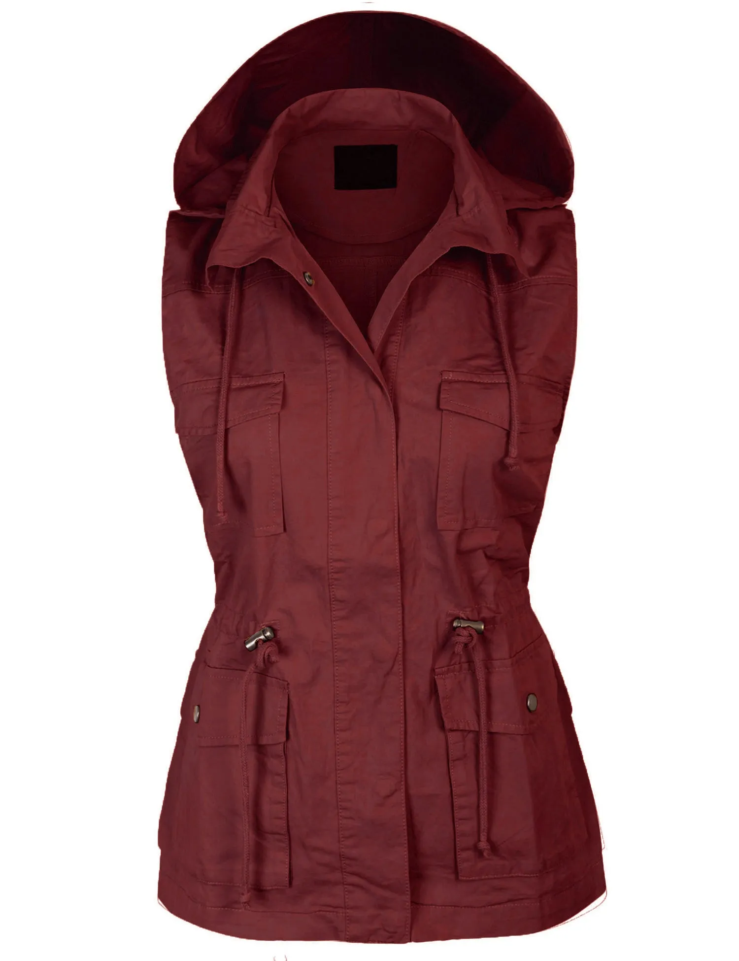 Womens Military Anorak Safari Utility Vest with Hood
