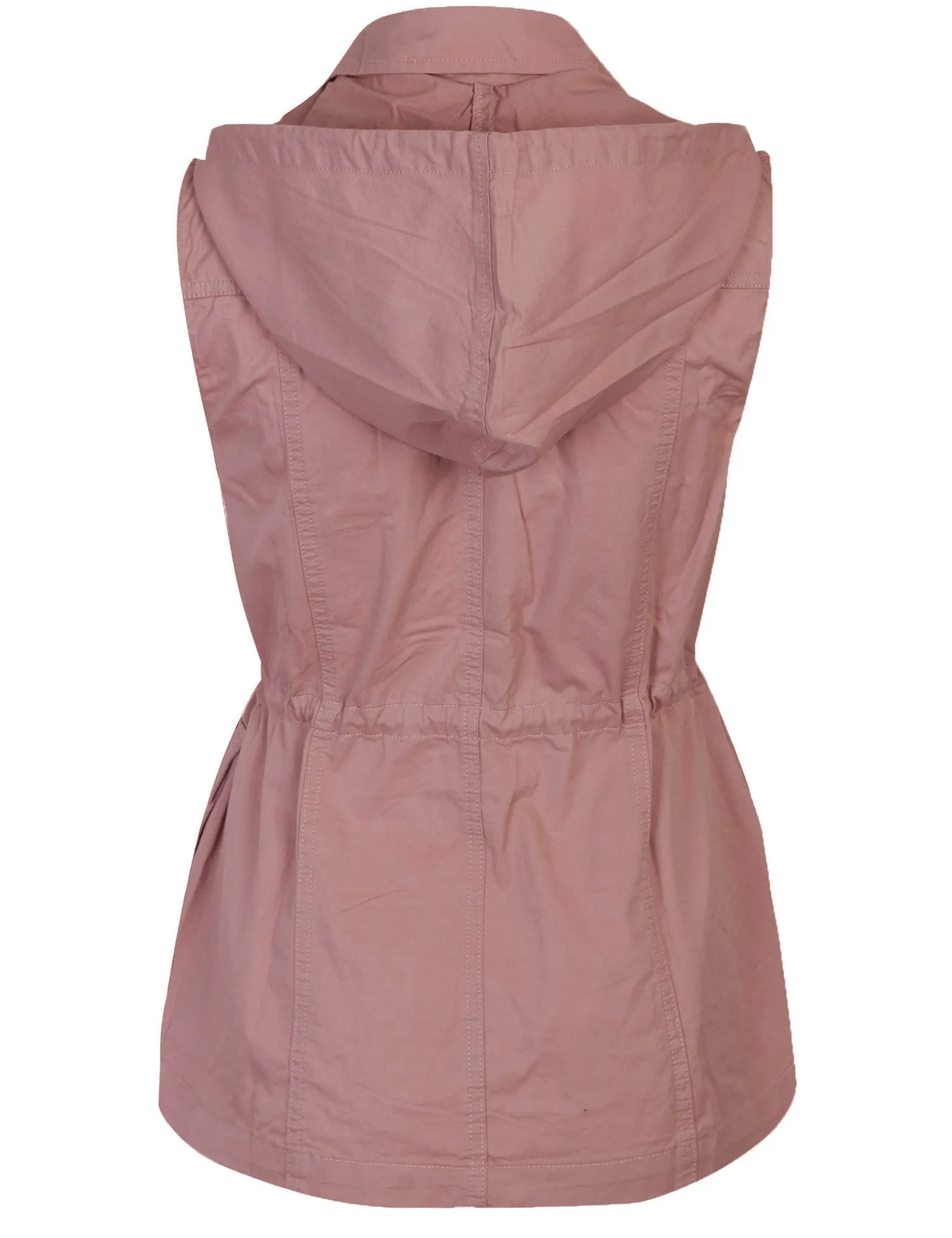 Womens Military Anorak Safari Utility Vest with Hood