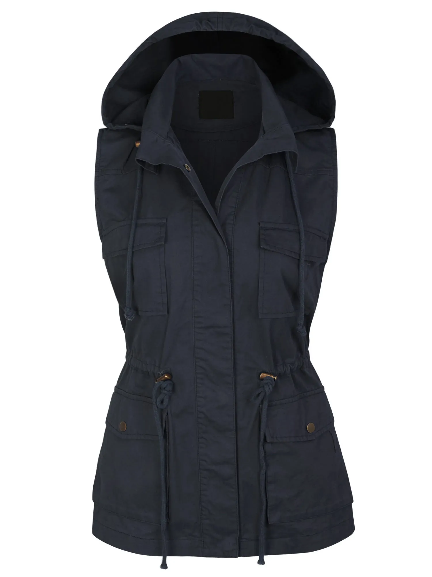 Womens Military Anorak Safari Utility Vest with Hood