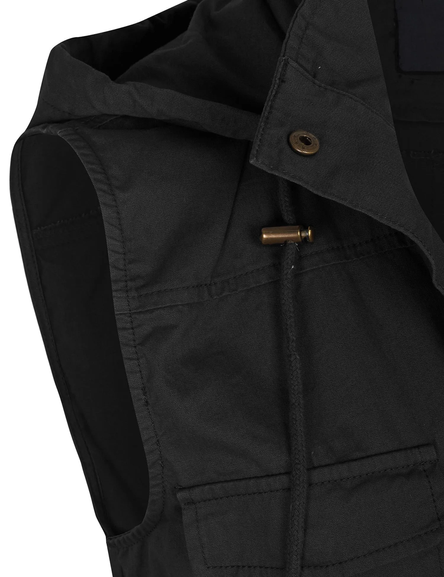Womens Military Anorak Safari Utility Vest with Hood