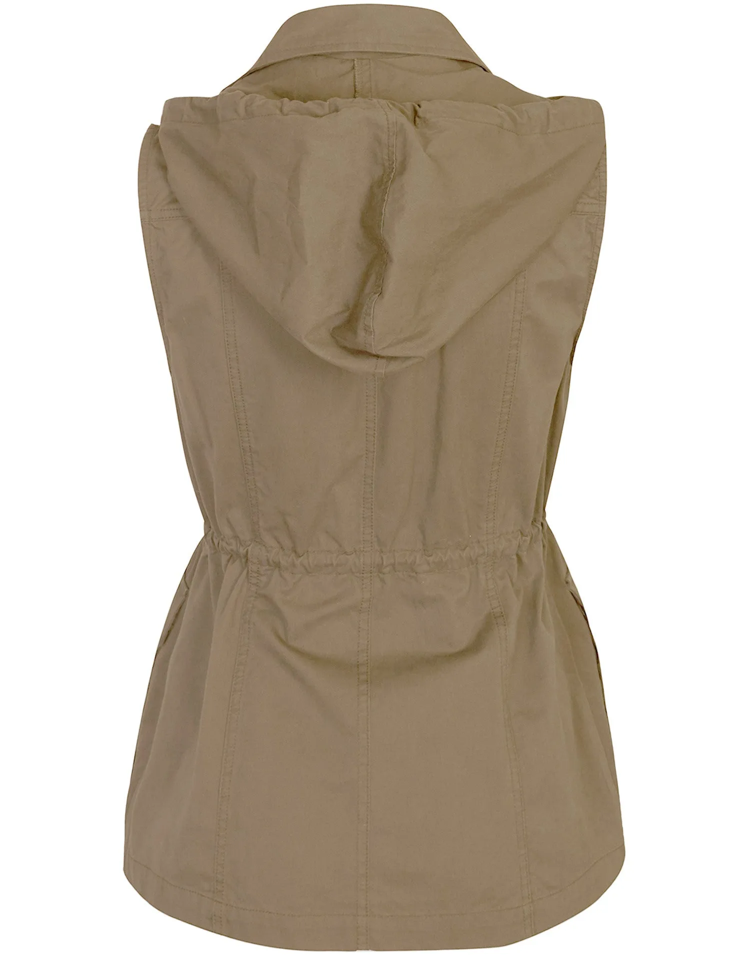 Womens Military Anorak Safari Utility Vest with Hood