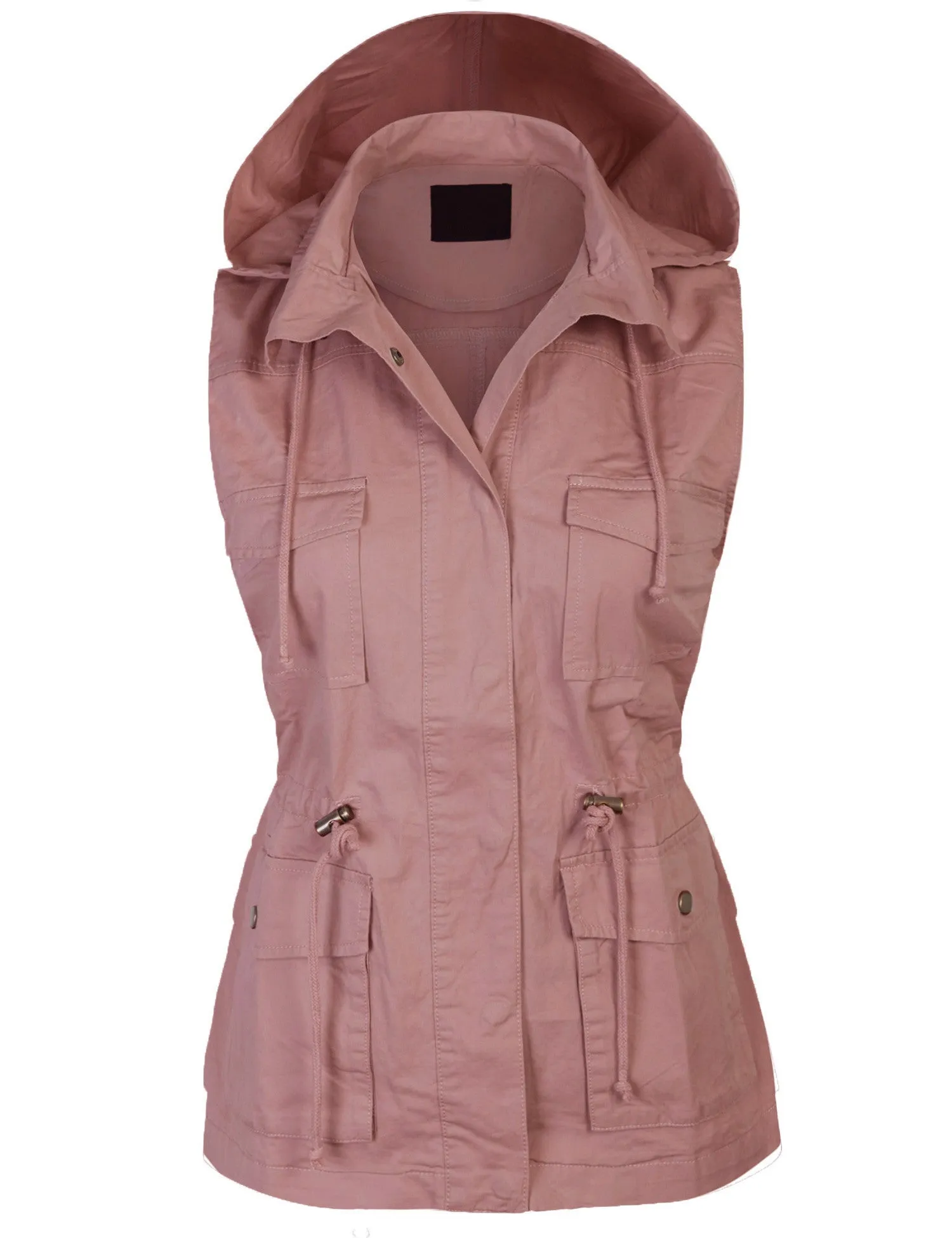 Womens Military Anorak Safari Utility Vest with Hood