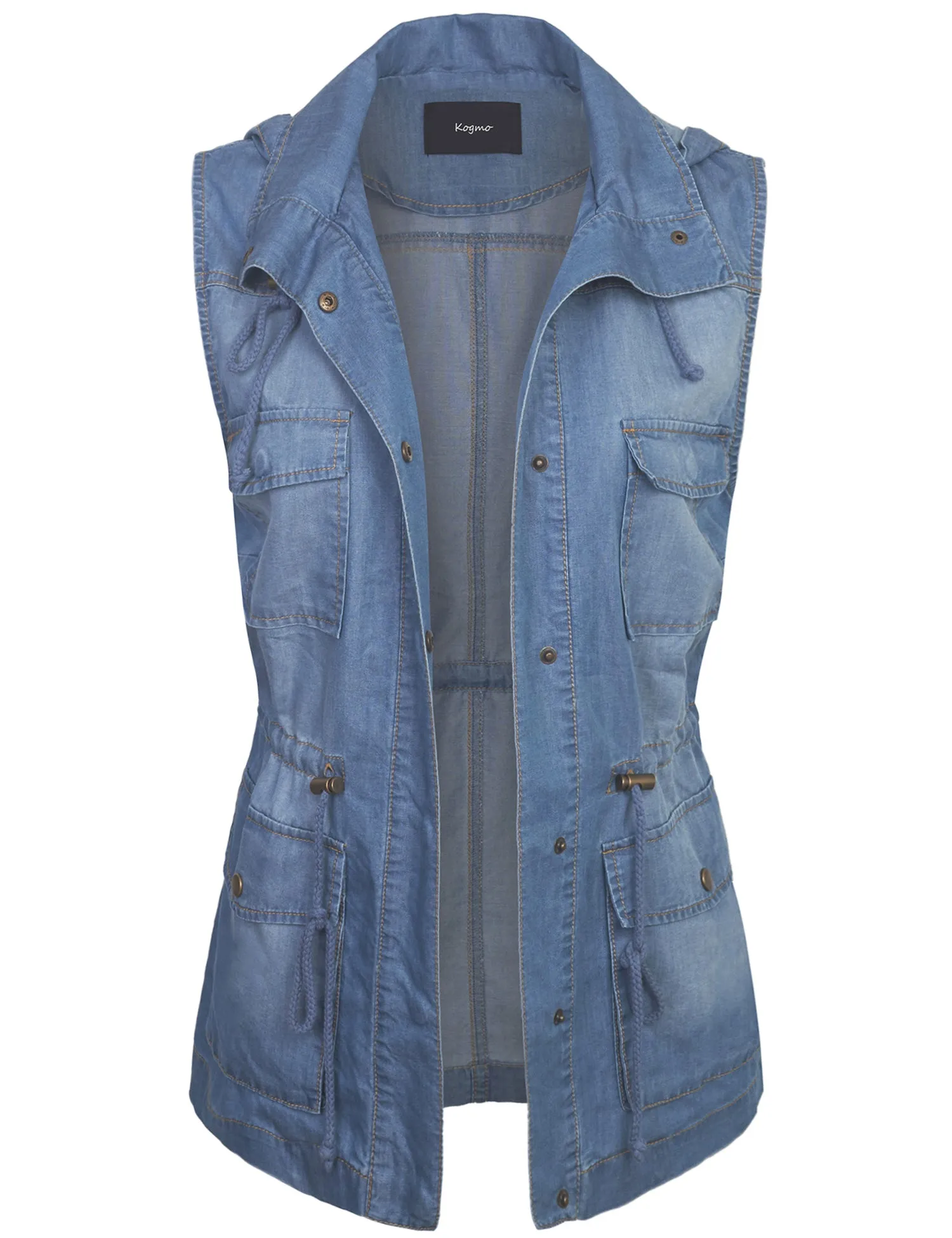 Womens Military Anorak Safari Utility Vest with Hood