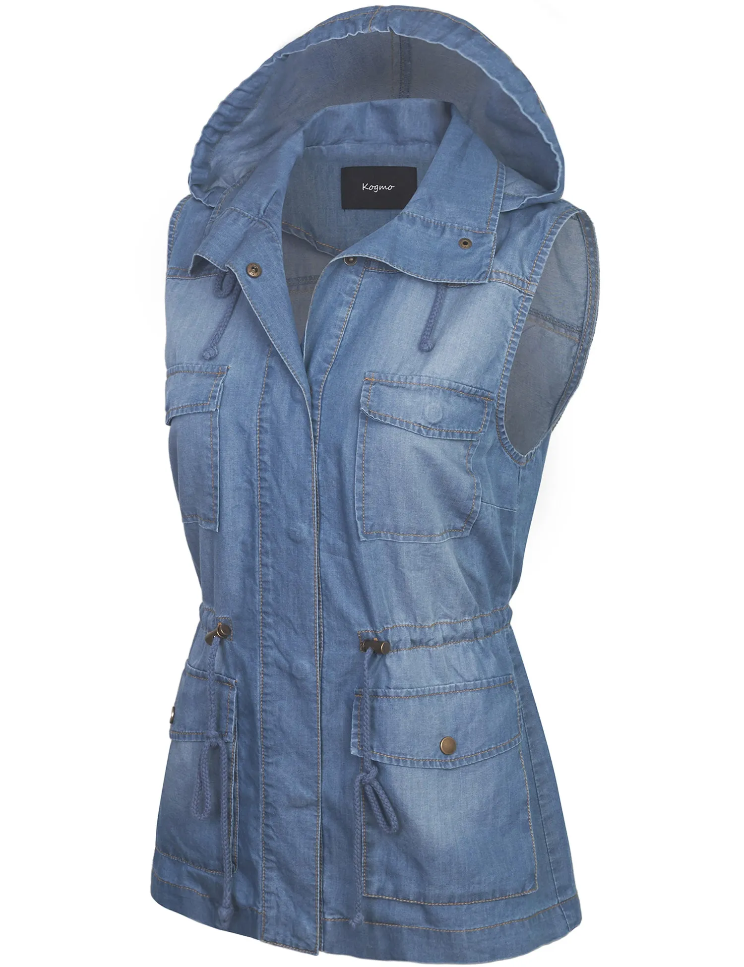 Womens Military Anorak Safari Utility Vest with Hood