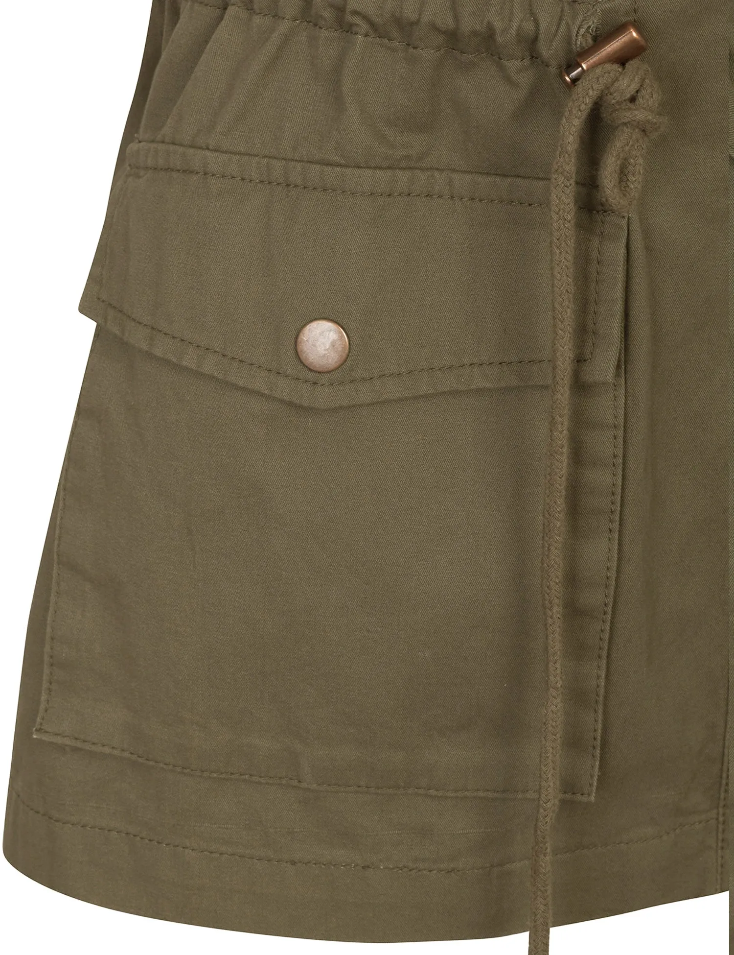 Womens Military Anorak Safari Utility Vest with Hood