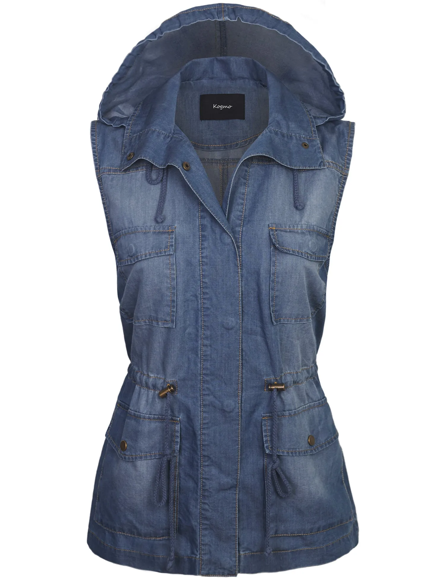 Womens Military Anorak Safari Utility Vest with Hood