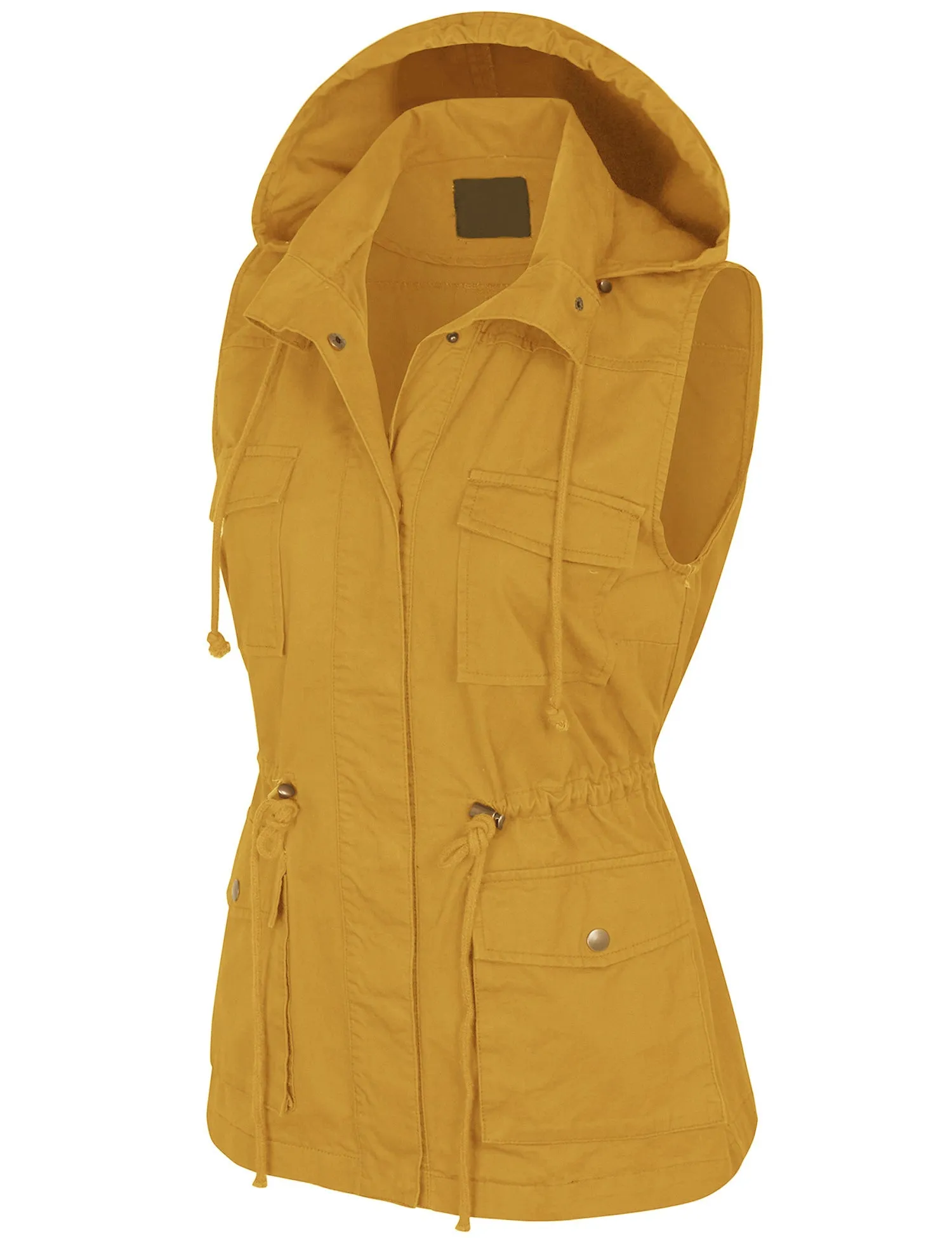 Womens Military Anorak Safari Utility Vest with Hood