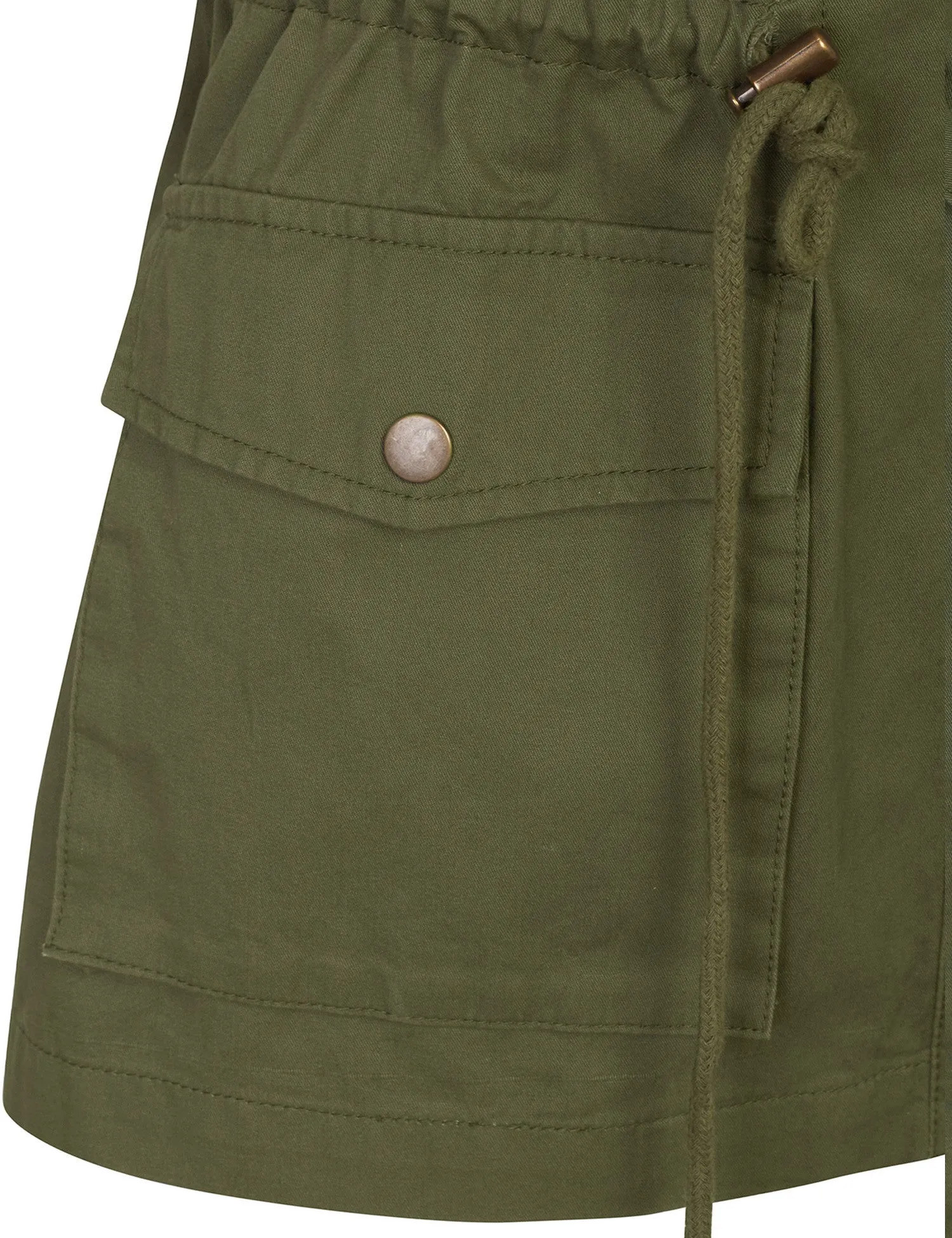 Womens Military Anorak Safari Utility Vest with Hood