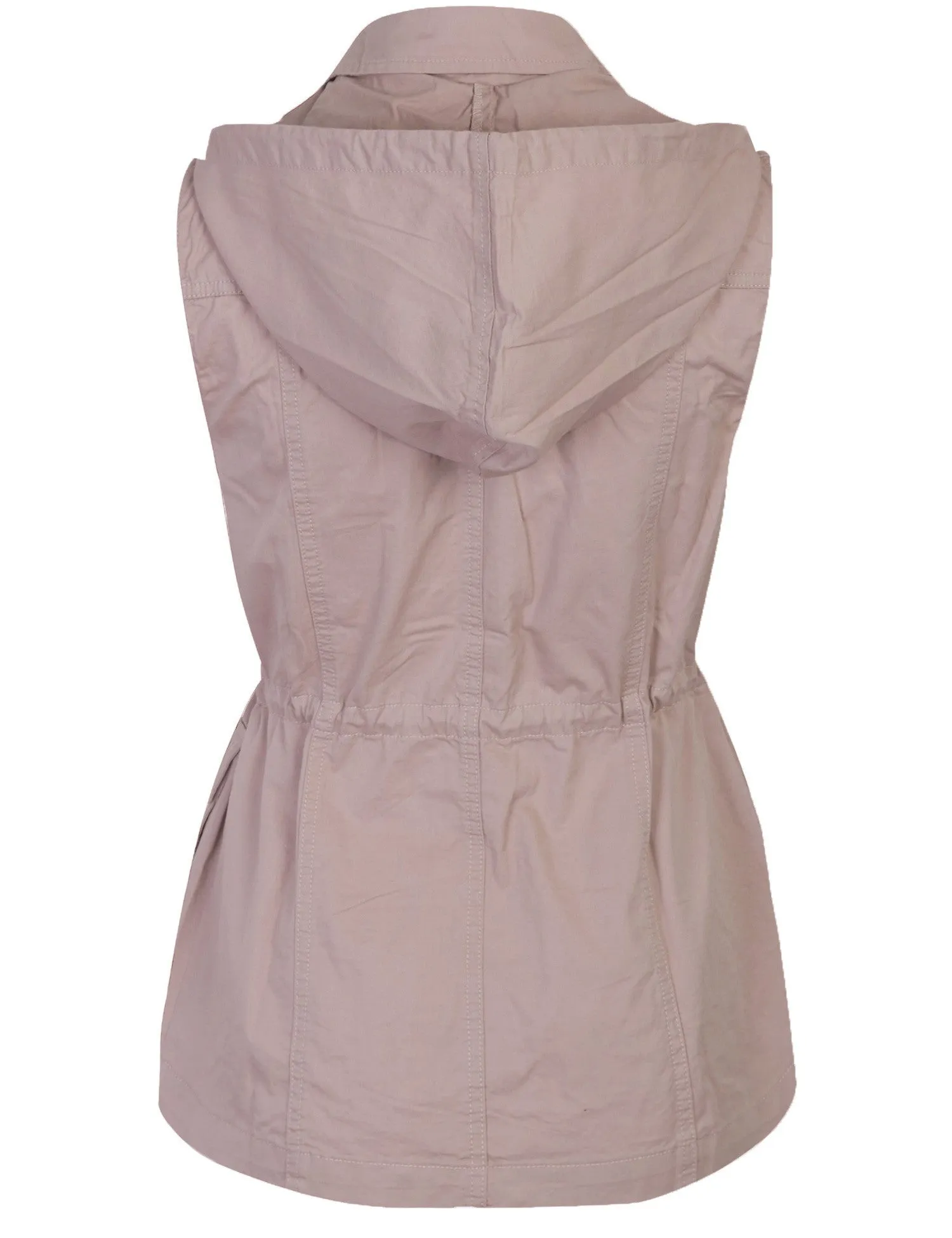 Womens Military Anorak Safari Utility Vest with Hood