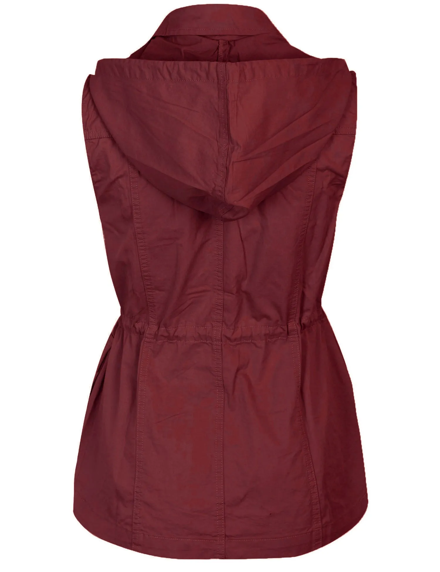 Womens Military Anorak Safari Utility Vest with Hood