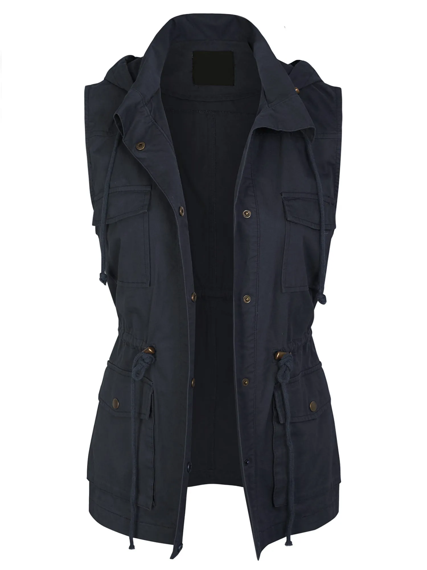Womens Military Anorak Safari Utility Vest with Hood