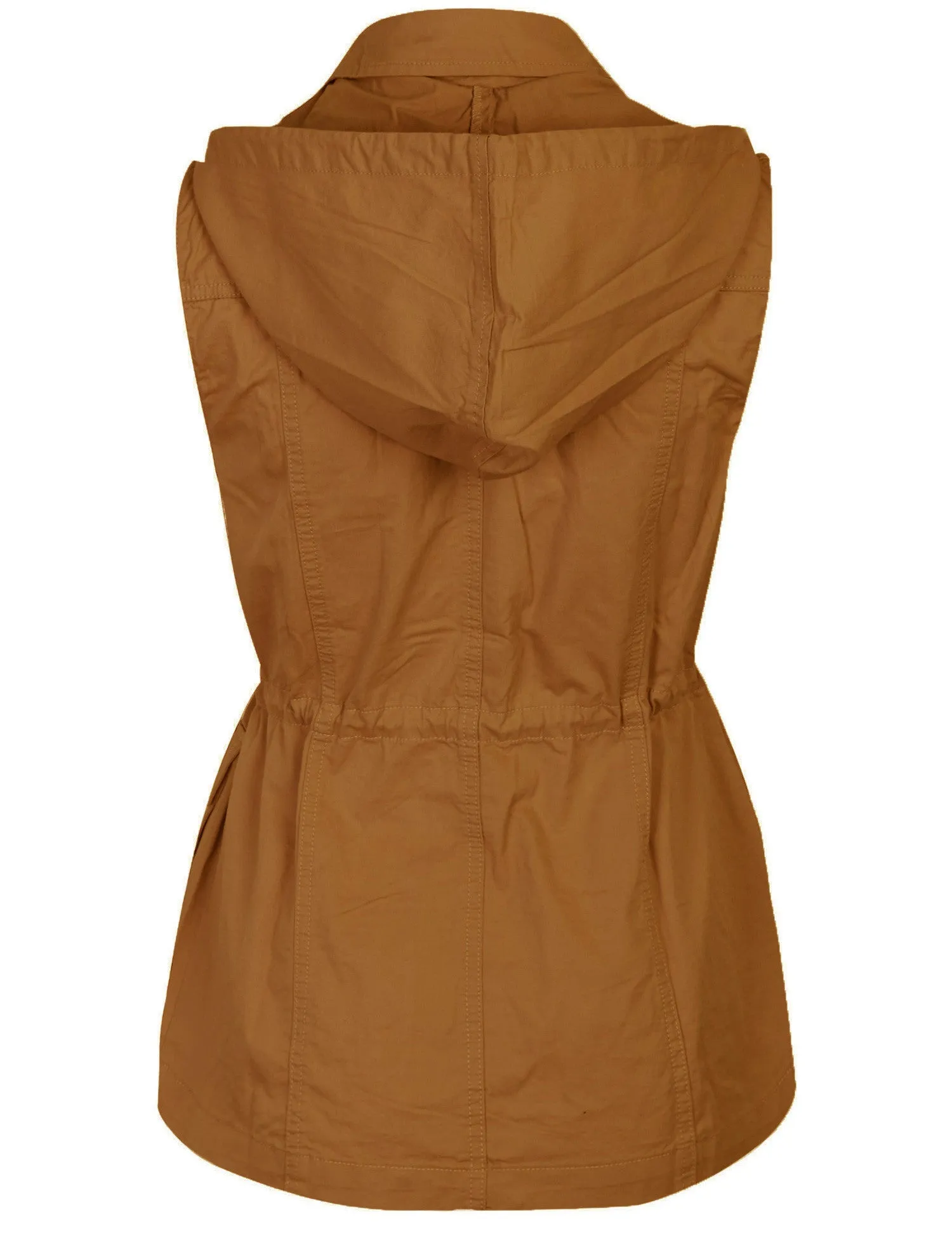 Womens Military Anorak Safari Utility Vest with Hood