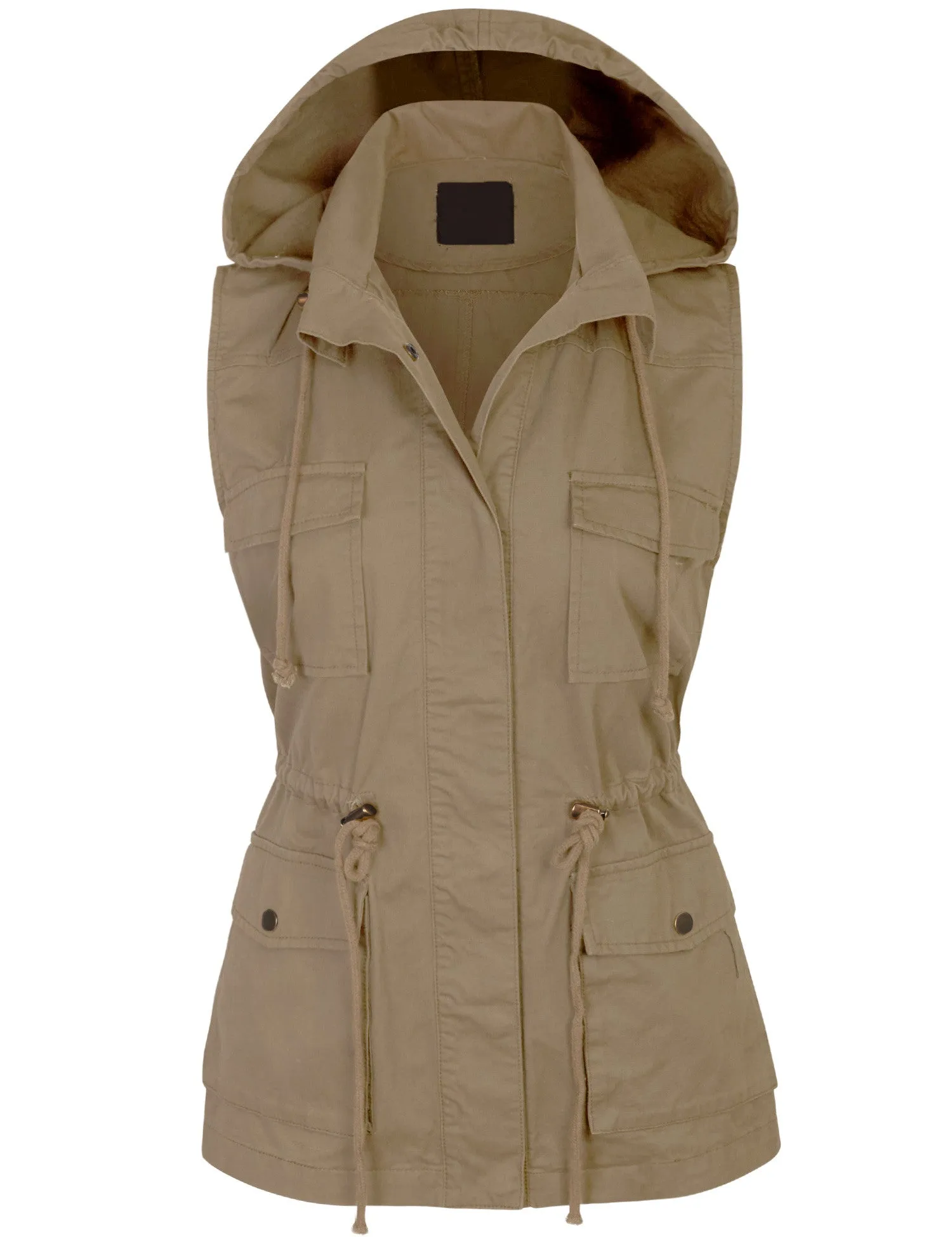 Womens Military Anorak Safari Utility Vest with Hood