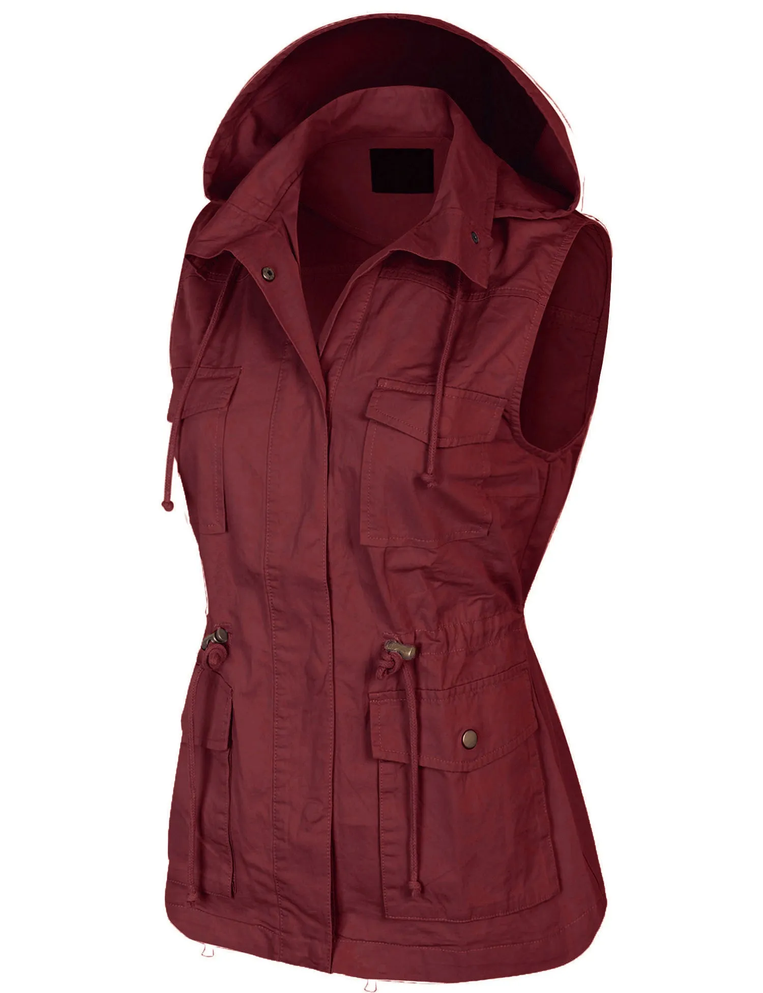 Womens Military Anorak Safari Utility Vest with Hood