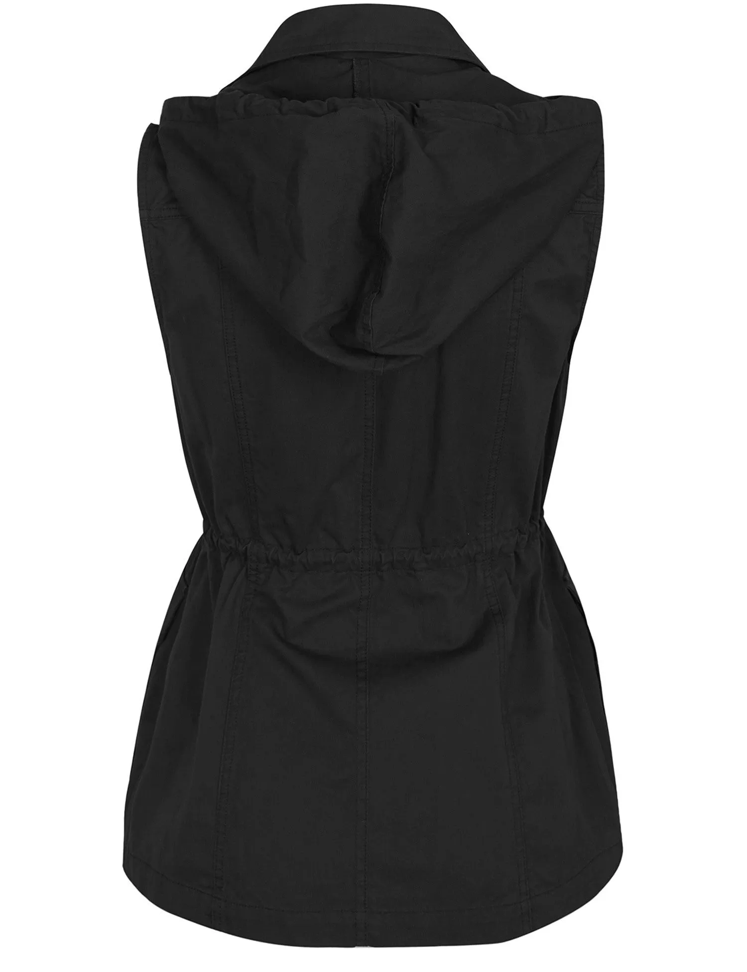 Womens Military Anorak Safari Utility Vest with Hood