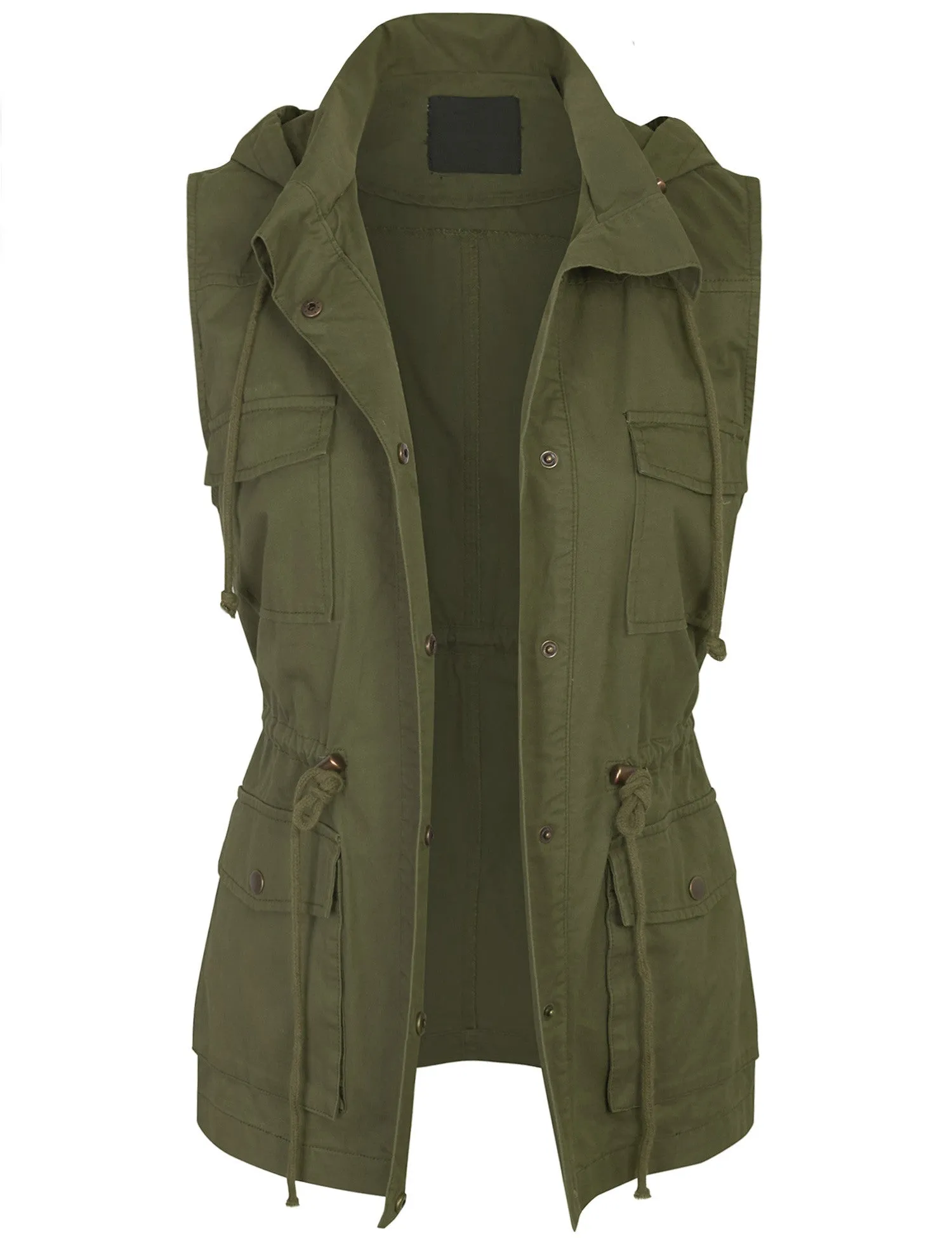 Womens Military Anorak Safari Utility Vest with Hood
