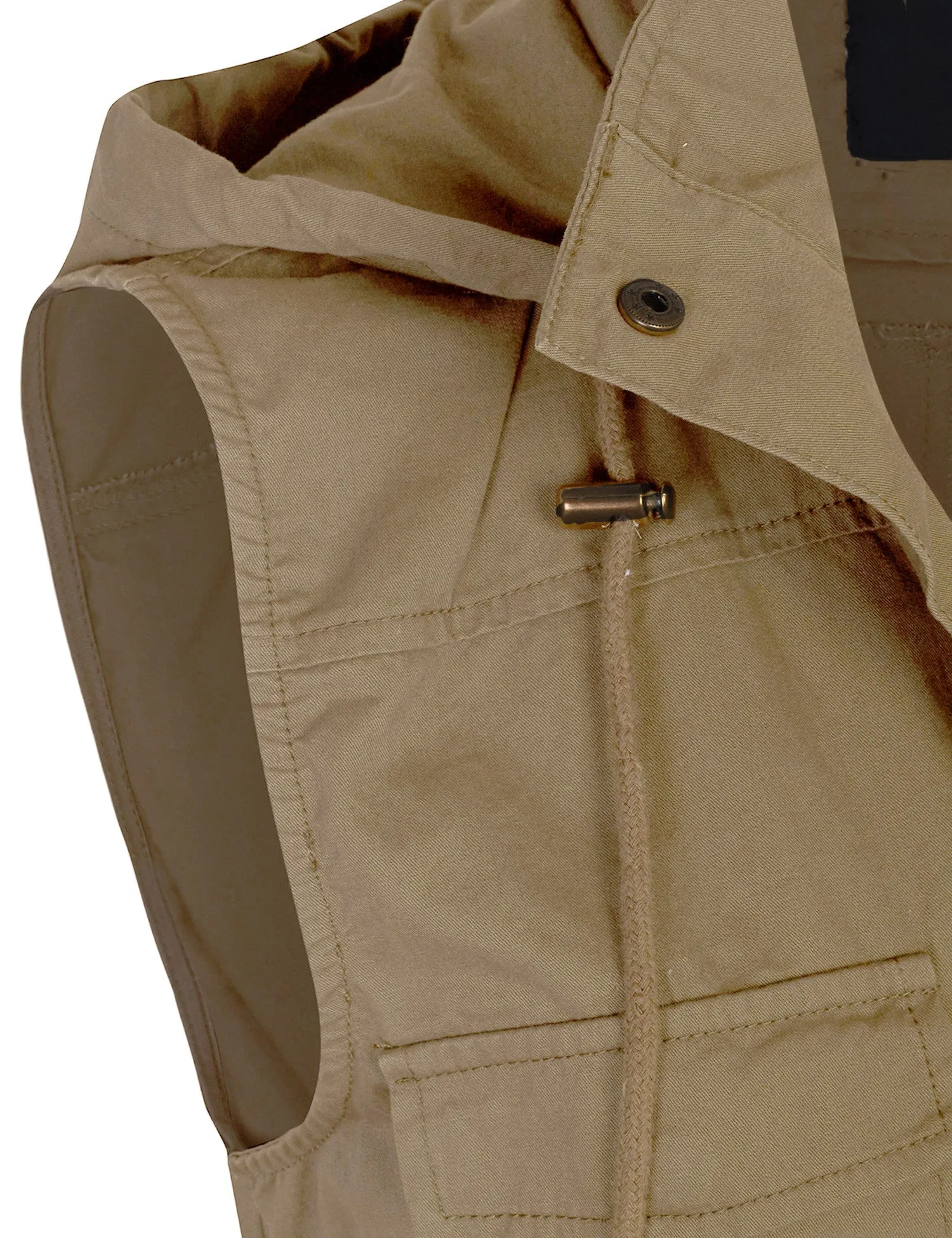 Womens Military Anorak Safari Utility Vest with Hood