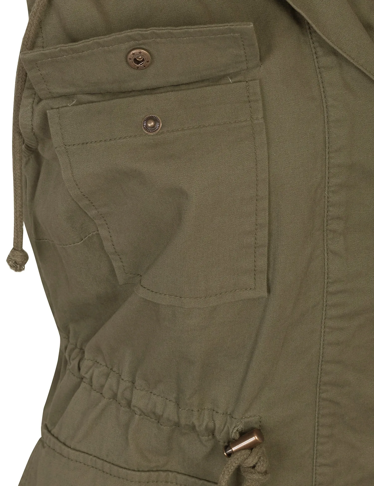 Womens Military Anorak Safari Utility Vest with Hood