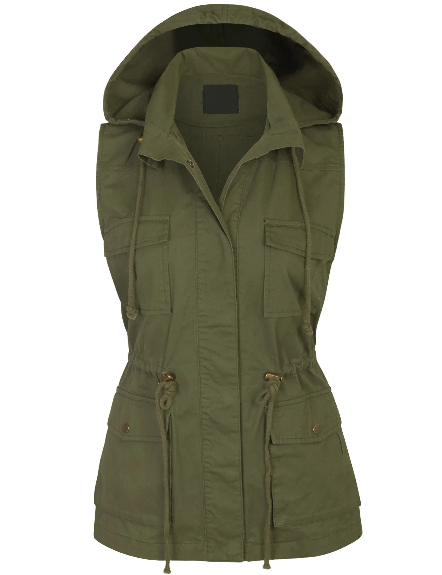 Womens Military Anorak Safari Utility Vest with Hood