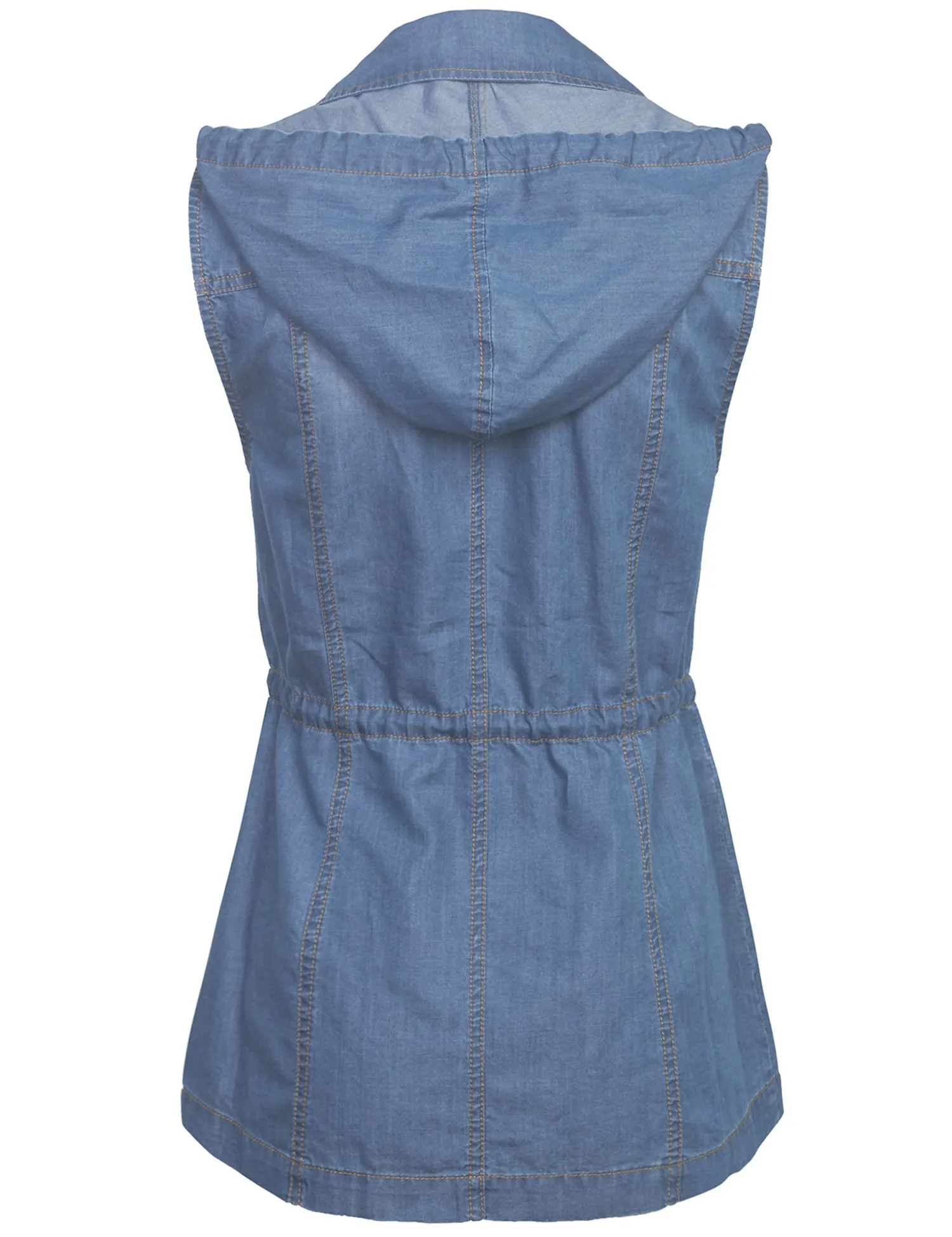 Womens Military Anorak Safari Utility Vest with Hood