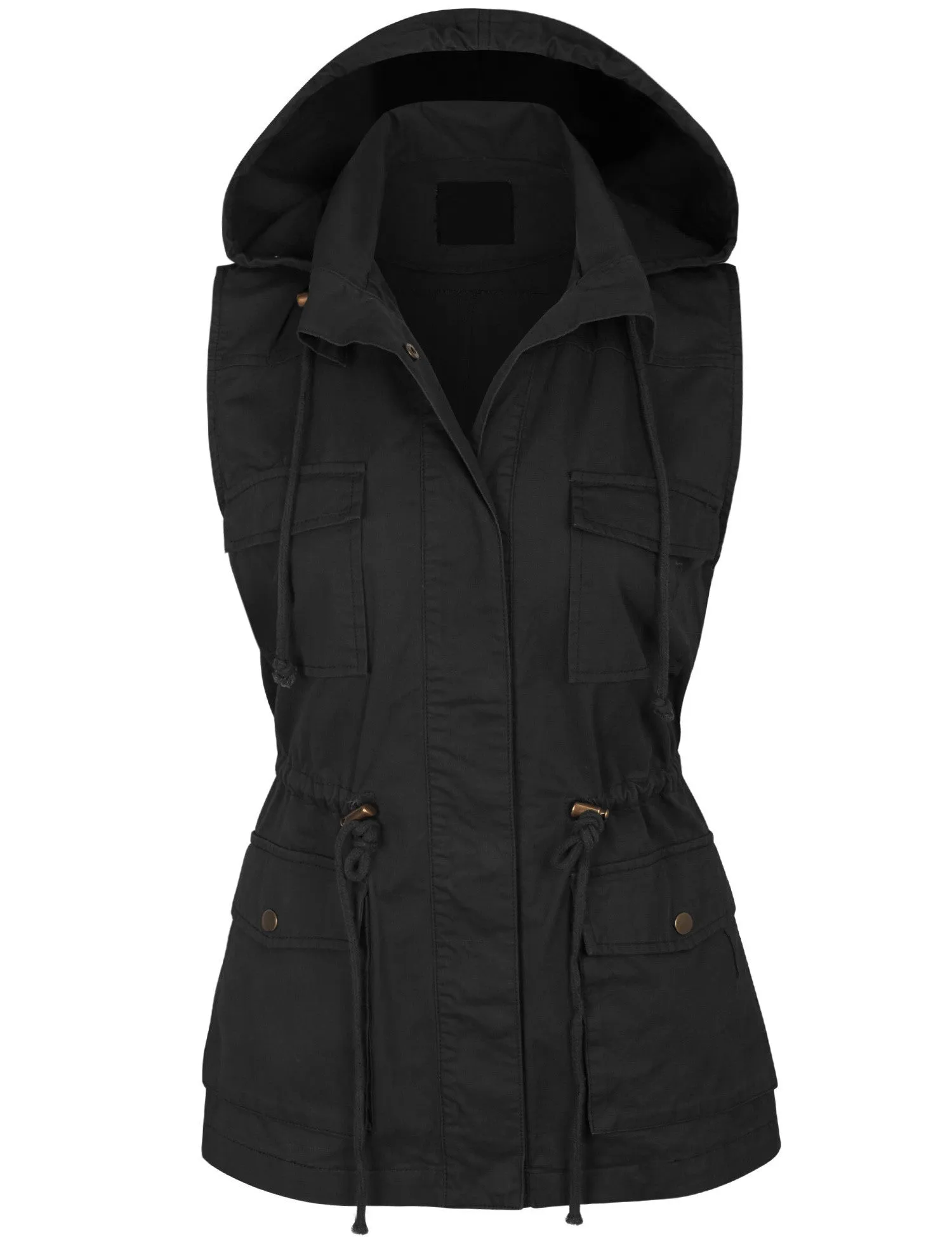 Womens Military Anorak Safari Utility Vest with Hood