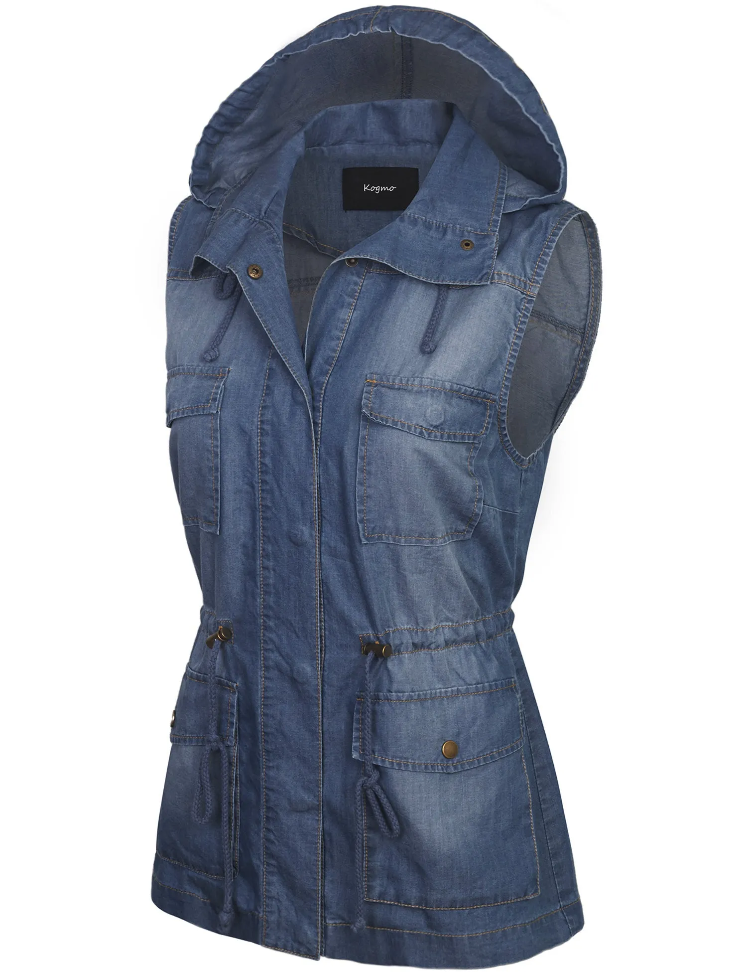 Womens Military Anorak Safari Utility Vest with Hood
