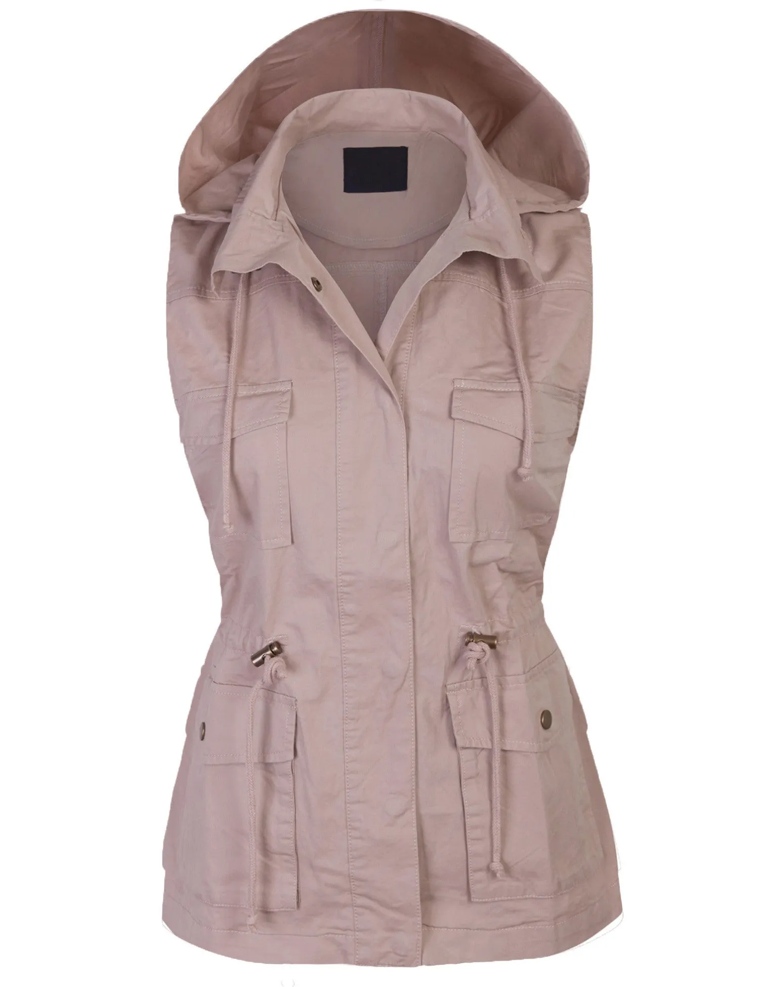 Womens Military Anorak Safari Utility Vest with Hood