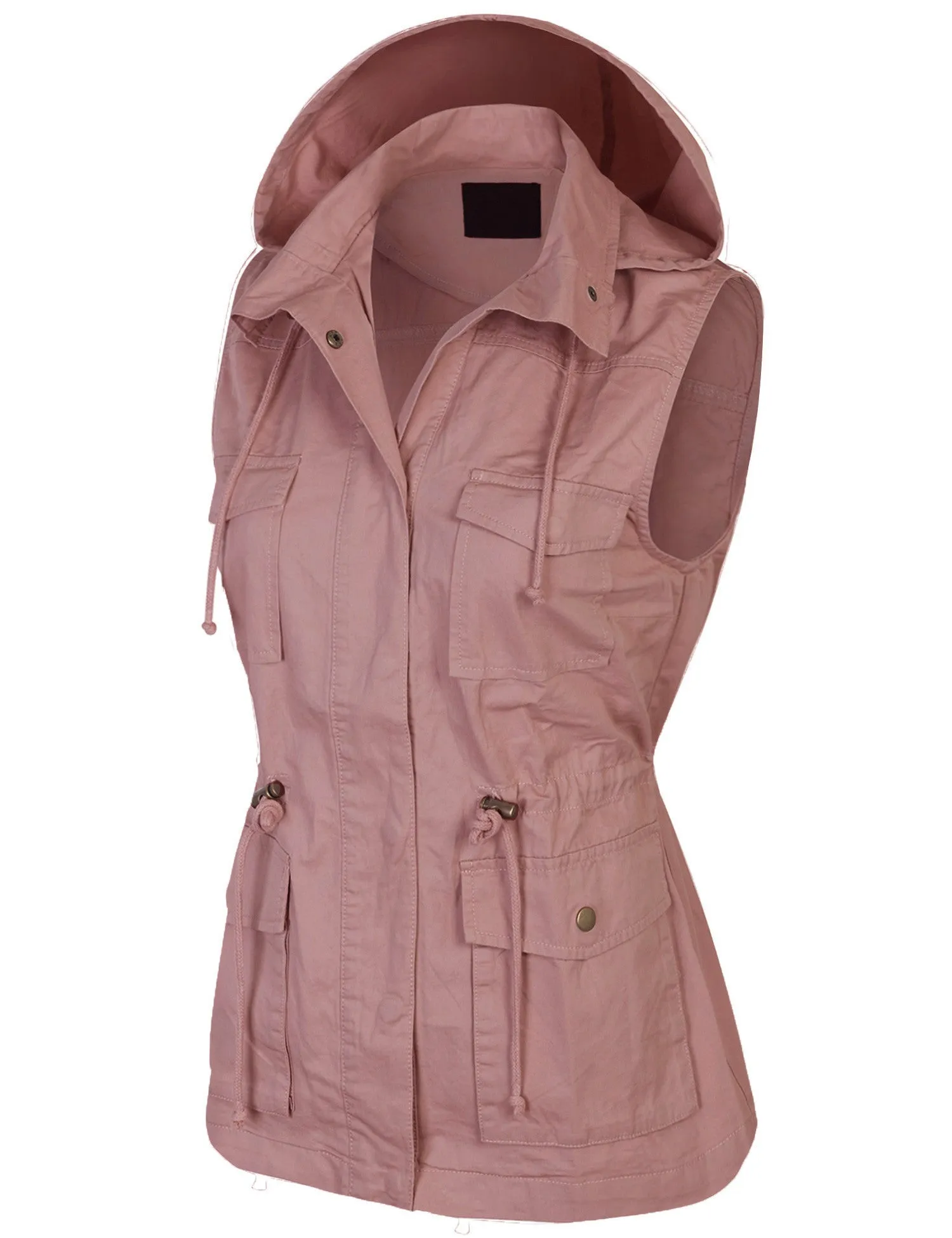 Womens Military Anorak Safari Utility Vest with Hood