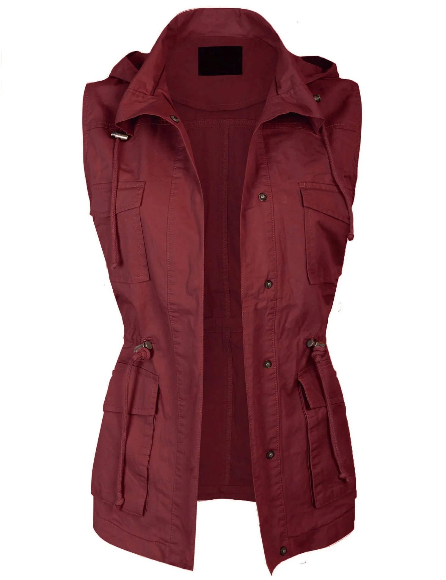 Womens Military Anorak Safari Utility Vest with Hood