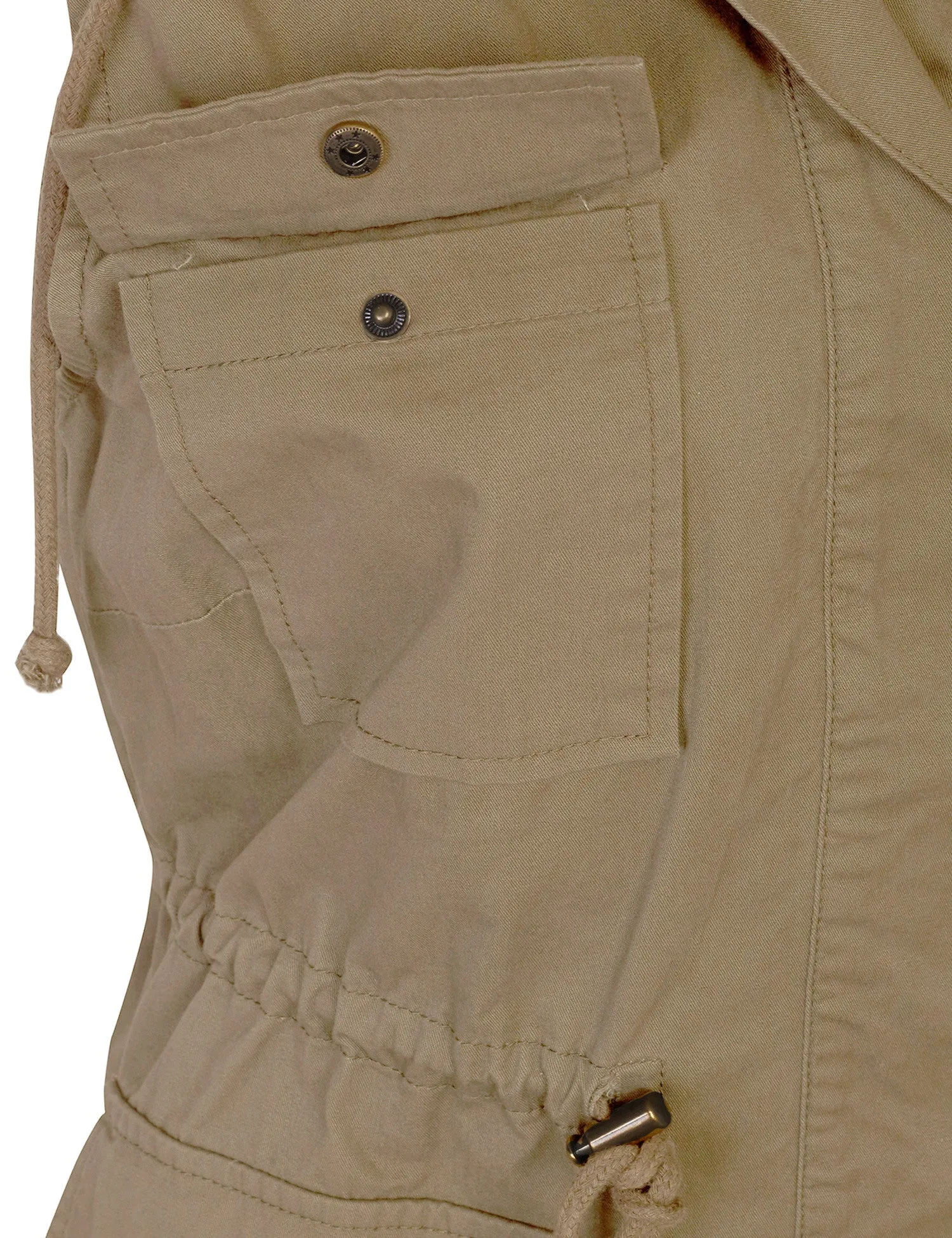 Womens Military Anorak Safari Utility Vest with Hood
