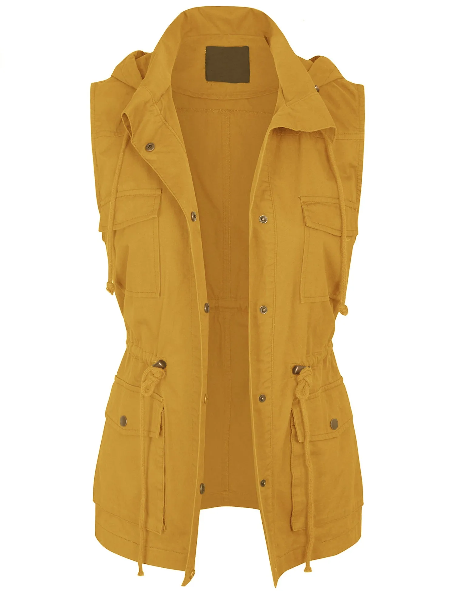 Womens Military Anorak Safari Utility Vest with Hood
