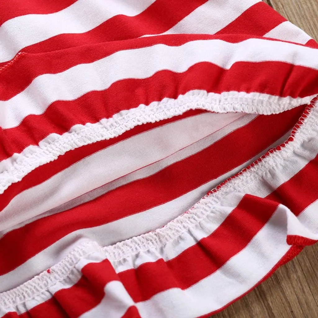 XFGLCK Toddler Kids Baby Girls 4th of July Dress Ruffle Stars Stripe Bowknot Skirt Flag Pattern Summer Outfits