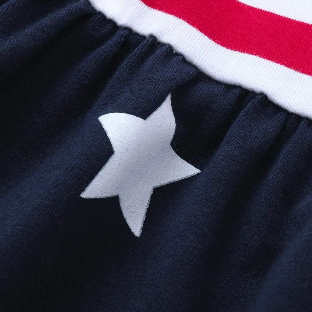 XFGLCK Toddler Kids Baby Girls 4th of July Dress Ruffle Stars Stripe Bowknot Skirt Flag Pattern Summer Outfits