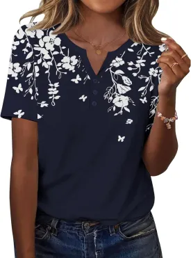 Zeagoo Womens Summer Tops Casual Short Sleeve V Neck Shirts Business Dressy Work Blouses