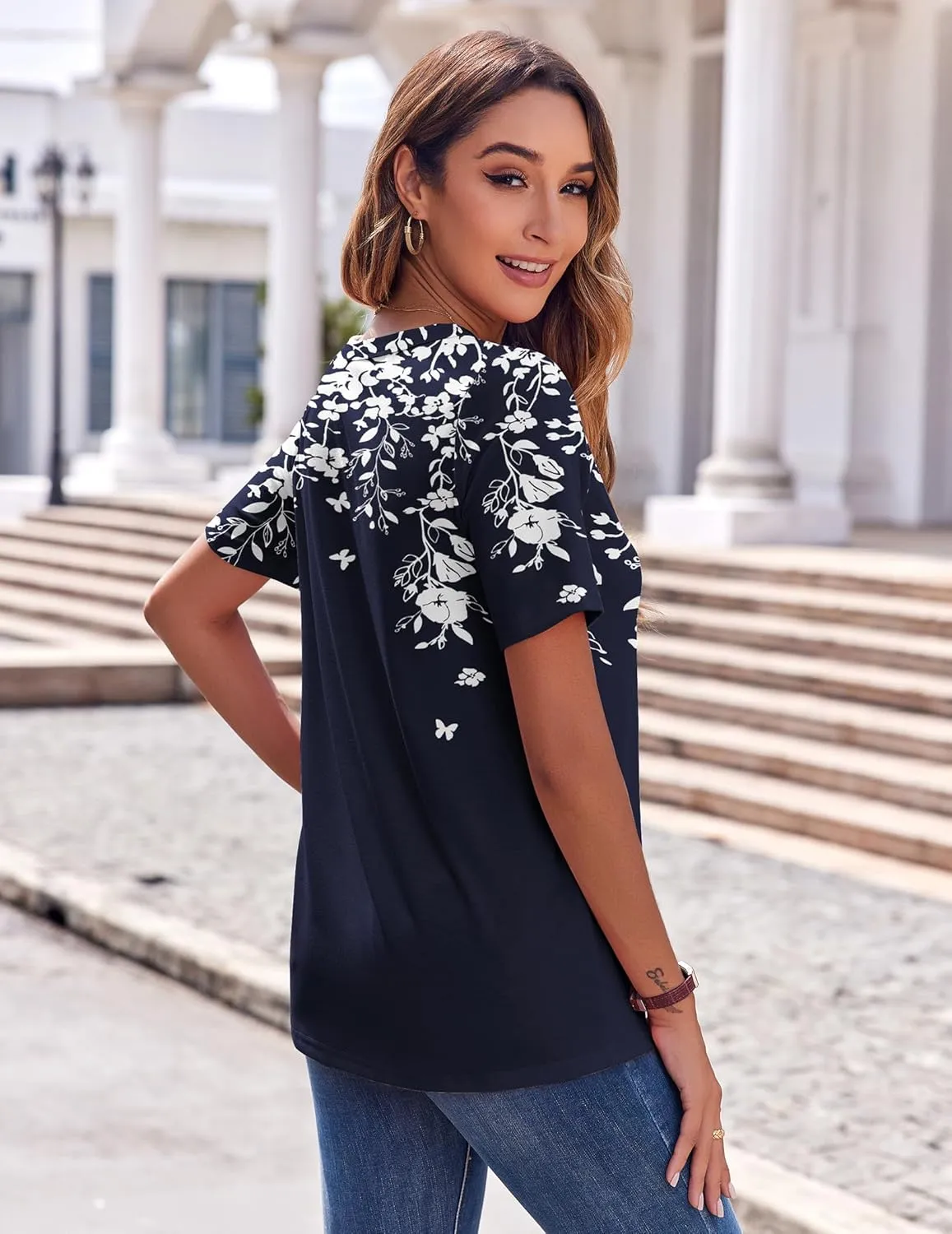 Zeagoo Womens Summer Tops Casual Short Sleeve V Neck Shirts Business Dressy Work Blouses