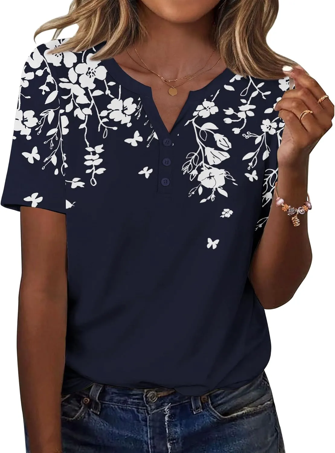 Zeagoo Womens Summer Tops Casual Short Sleeve V Neck Shirts Business Dressy Work Blouses